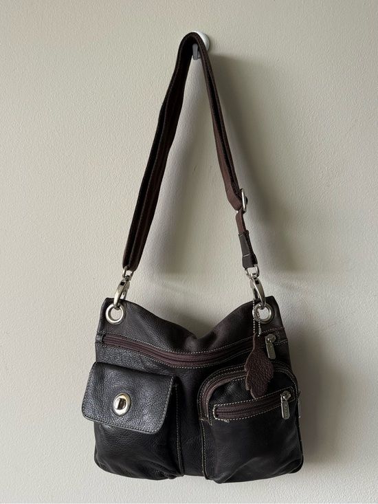 Roots Handbags - Roots Villager Dark Brown Leather Crossbody/Shoulder Bag